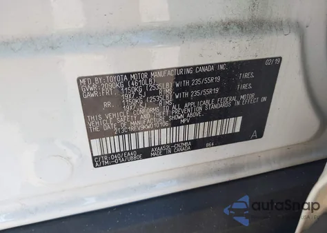 2019 Toyota Rav4 Xle Premium from USA, damaged, VIN 2T3C1RFV9KW010106